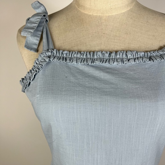 CREWCUTS Girls Cotton Light Blue Tie Strap Smocked Sun Dress 16 - Picture 2 of 9